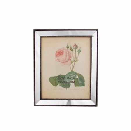 Purely Pecan 11.75 in. Silver Studded Glass Mirror Encased Photo Picture Frame 32013919